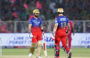 RCB ले घरेलु मैदानमा ११ रनले RR लाई हरायो