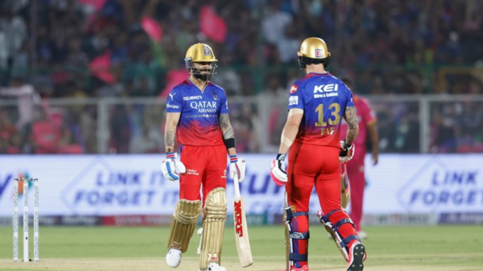 RCB ले घरेलु मैदानमा ११ रनले RR लाई हरायो