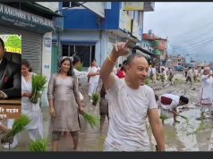 तारकेश्वरमा मेयरकै घर अगाडि धान रोप्दै विरोध